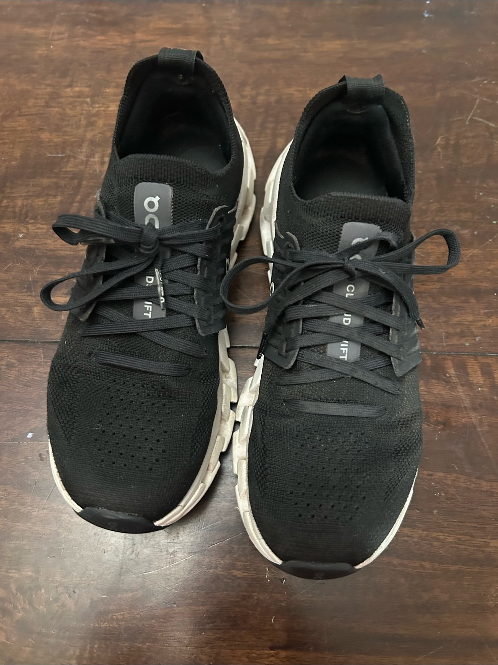 On Running Women's Black Knit Cloudswift Sneakers with White Soles